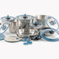Cookvision Nesto | Batteria di Pentole Salvaspazio 24 Pezzi | Acciaio Inox 18/10 | Induzione