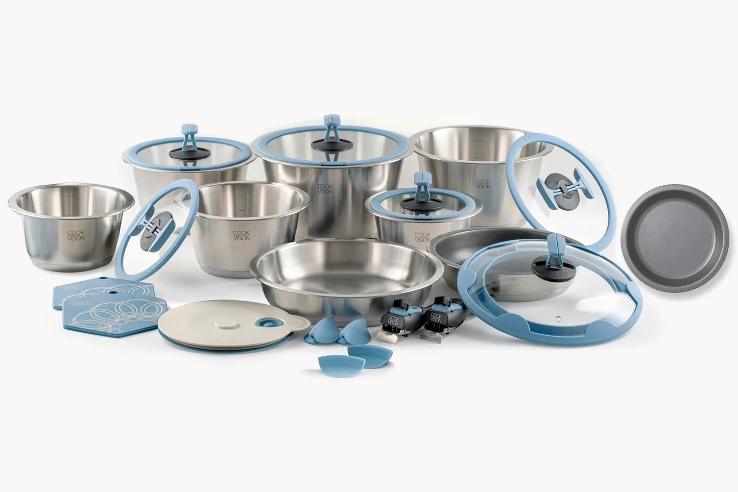 Cookvision Nesto | Batteria di Pentole Salvaspazio 24 Pezzi | Acciaio Inox 18/10 | Induzione