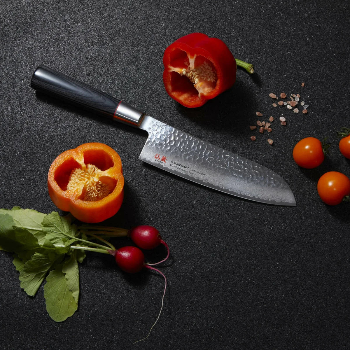Suncraft Senzo Cassic Coltello Santoku martellato damascato 17cm VG10