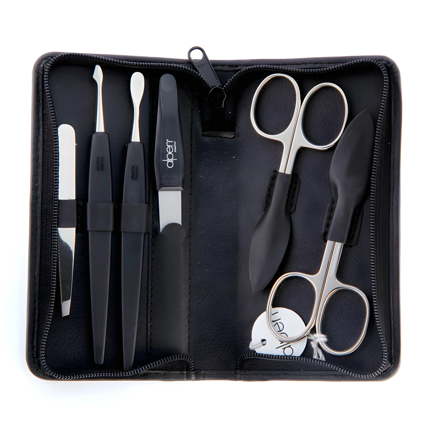 Alpen set da uomo per la cura della barba baffi manicure astuccio in pelle nera 6894R