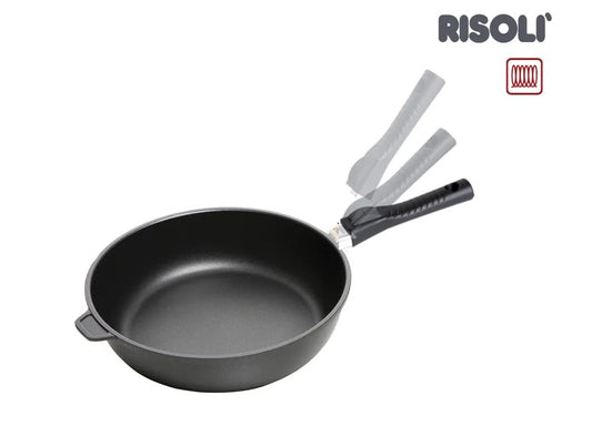 Risolì Padella alta induzione salvaspazio in alluminio antiaderente Platinun Plus Chemours 24 cm con manico rimovibile