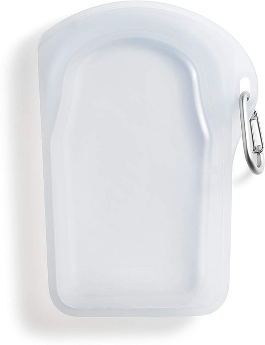 Stasher contenitore 532 ml da viaggio ermetico Go Bag silicone moschettone bianco