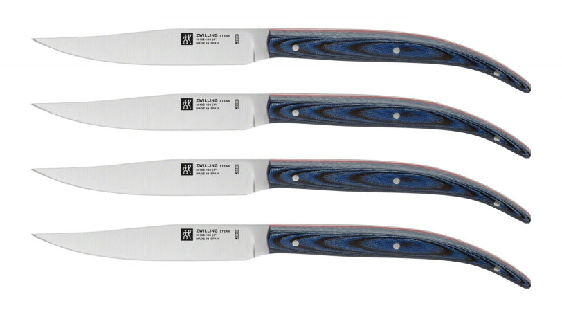 Zwilling set di 4 coltelli da tavola manico in micarta blu 39162