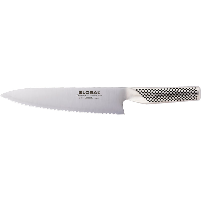Coltello seghettato ondulato da pane a punta cm.20 Global G-22