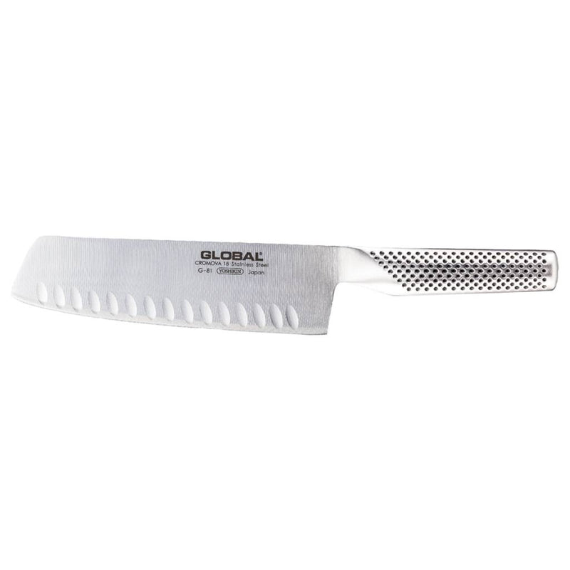 Coltello cucina Nakiri x verdure lama alveolata cm18 Global G-81