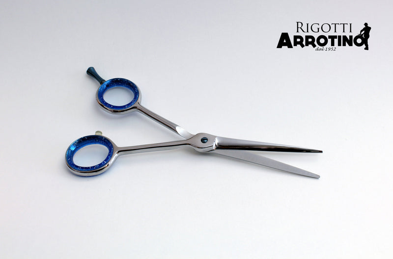 Forbici professionali parrucchiere 5,5 S con anelle mobili blu/nere