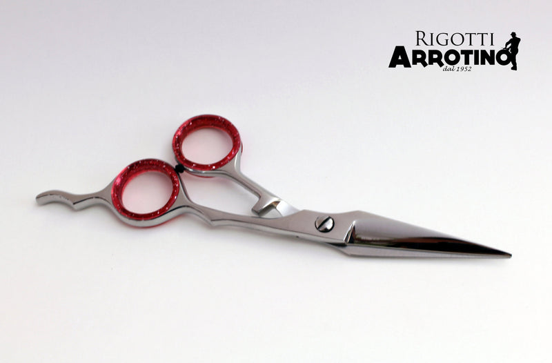 Forbici professionali parrucchiere 5,5 con anelle mobili red