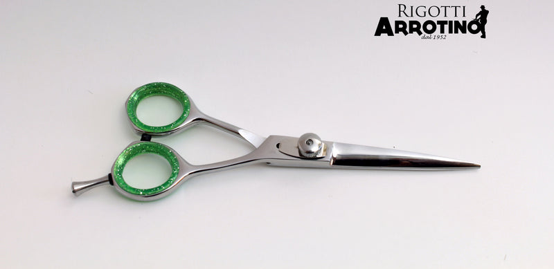 Forbici professionali parrucchiere 5,5 con anelle mobili verde