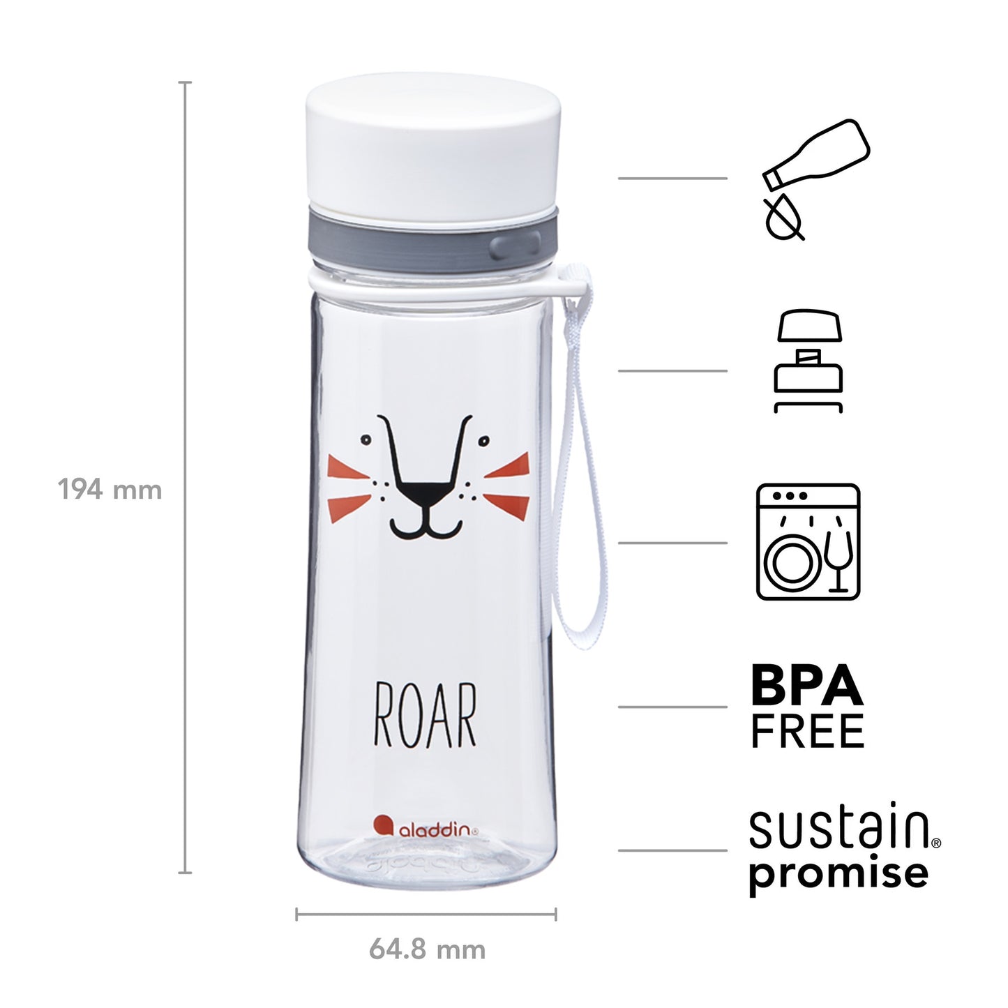 Aladdin La mia prima bottiglia d'acqua Aveo da 350 ml Leone