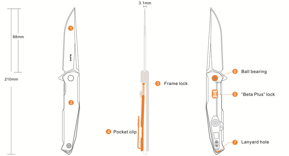 Coltello sermanico Ruike "P108-SB" colore nero ossidato