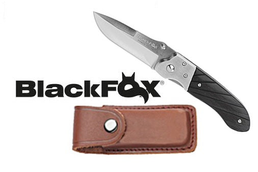 Coltello serramanico con fodero in cuoio Black Fox BF-90